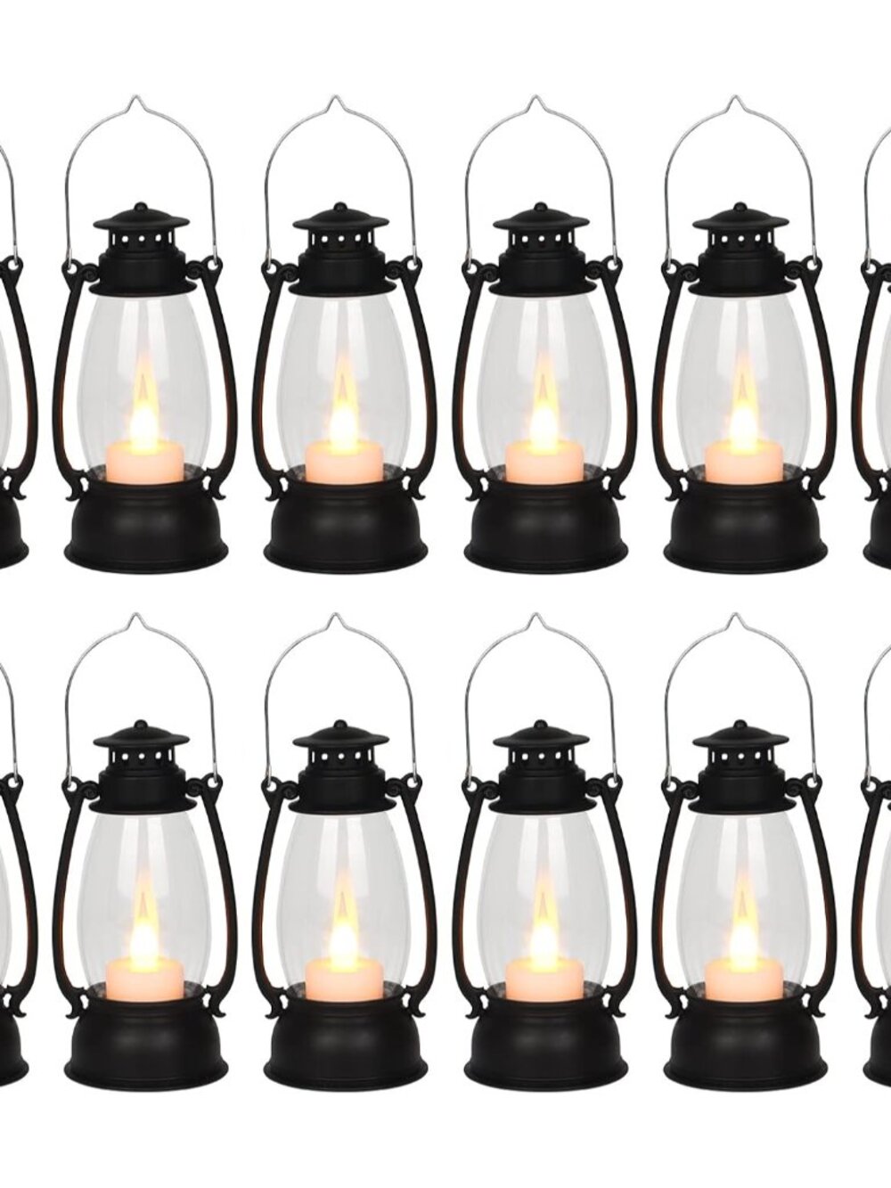 12Pcs Mini Lantern for Cowboy Halloween Christmas Wedding, Black 6" Candle Lante